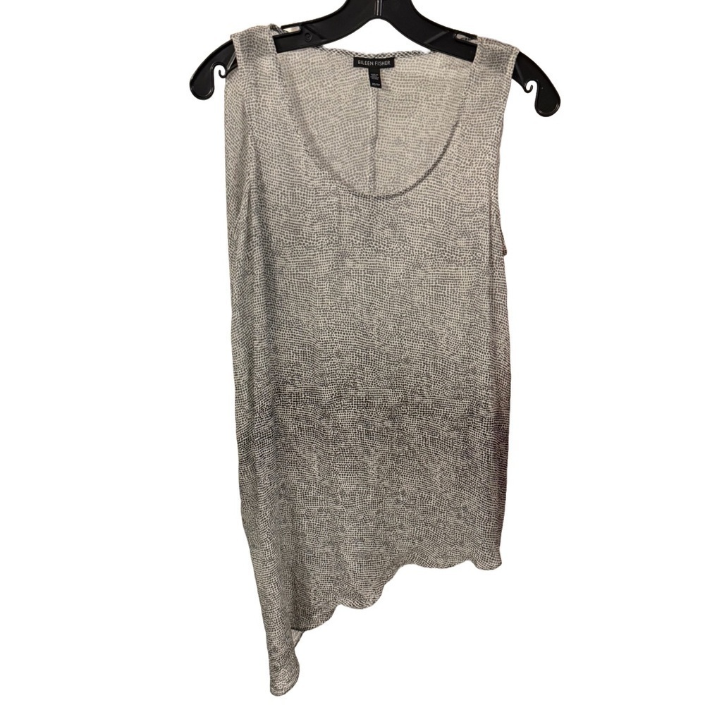 Eileen Fisher Sleeveless Silk asymmetric top Grey Draped Scoop Neck Size XS